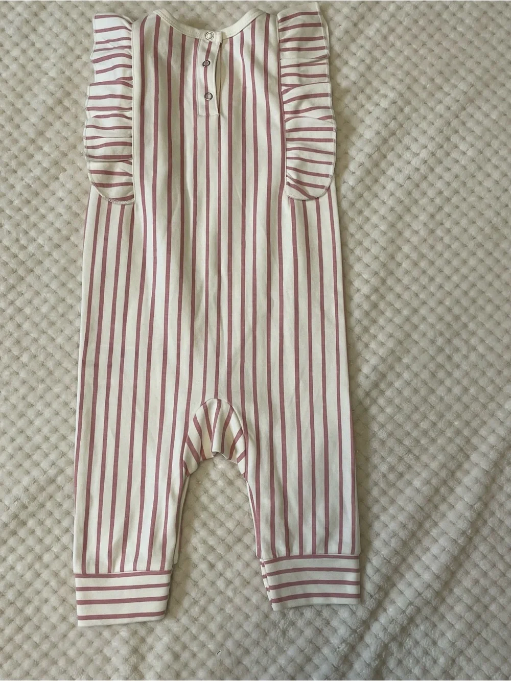Pehr Striped Pink & White Ruffle-Sleeve One-Piece 6-12 months